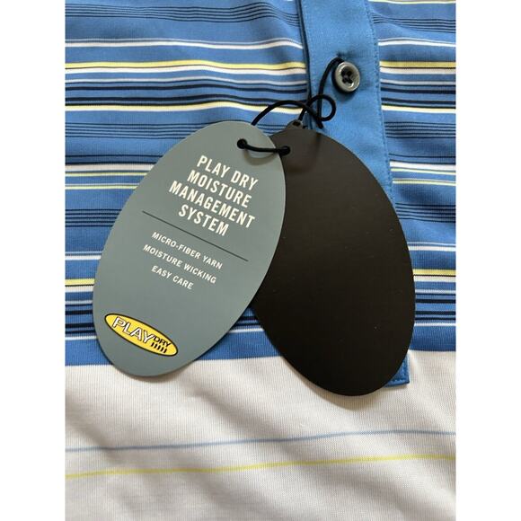 Greg Norman Golf Shirt Play Dry Performance Sz S Blue white Stripes NWT $75 - Picture 9 of 11